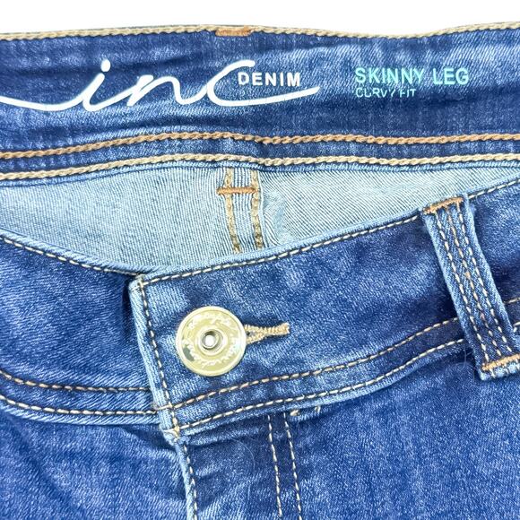 INC Curvy Fit Plus Size Dark Wash Skinny Jeans - 16 - Picture 6 of 8